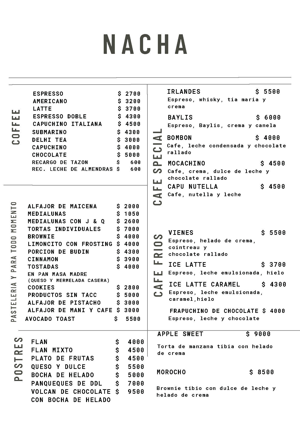 Nacha Menu