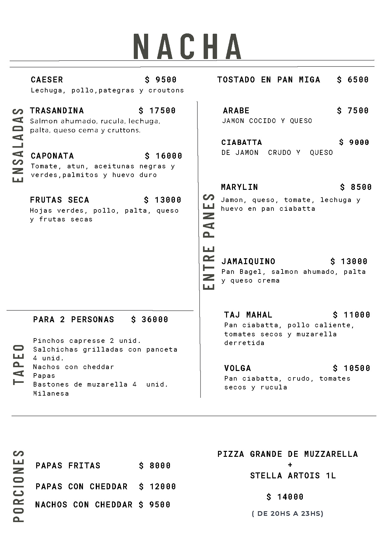 Nacha Menu