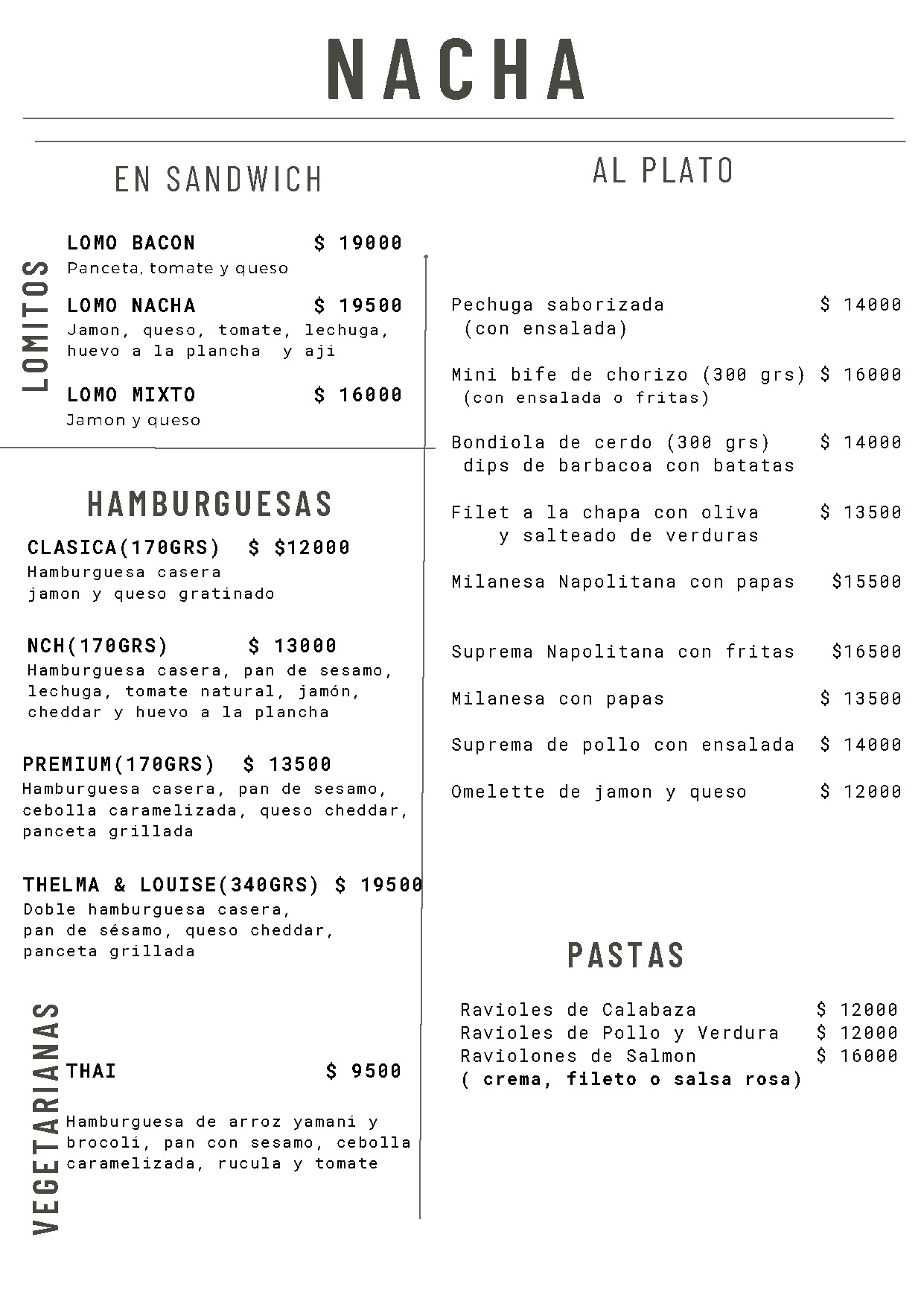 Nacha Menu