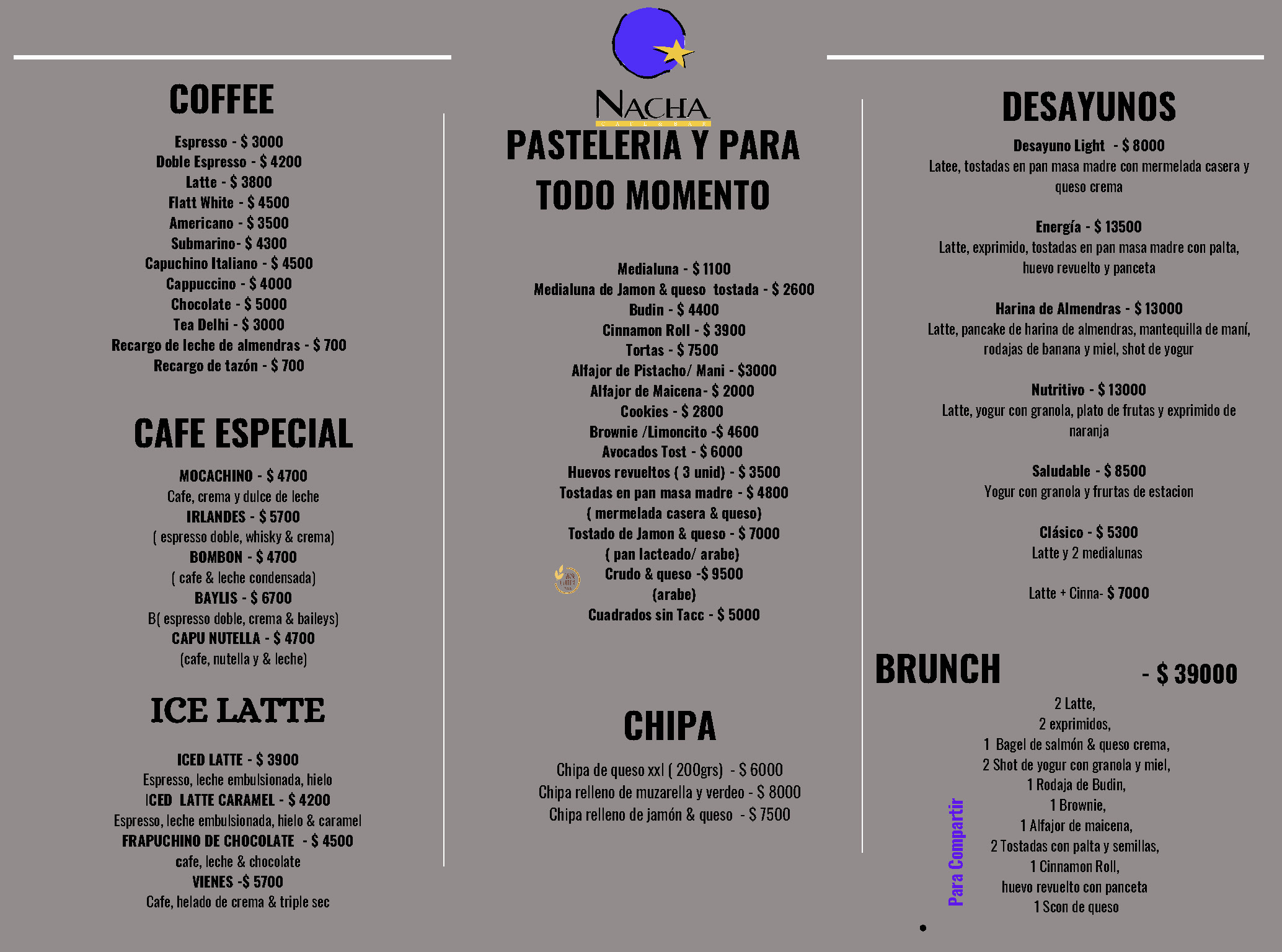 Nacha Menu